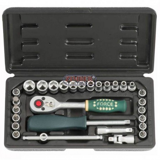 Socket set 1/4" 4-13mm 6pt. - 29pc (2292) - FORCE